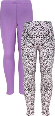 Produktbild von TupTam Mädchen Leggings 2er PACK Winterleggings Thermo Hohe Taille Leggins Gefüttert Fleece, Farbe: 2er Pack Leopard / Lila, Größe: 134