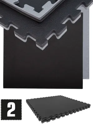 Produktbild von 1.6qm Profi Fitnessmatte 2cm - 2er Set 90x90 Bodenschutzmatte für Fitnessgeräte