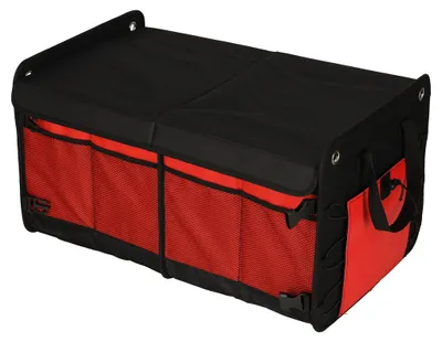 Produktbild von Organizer für den Kofferraum, 56 Liter, XXL, verstärkt, zusammenklappbar mit Klappe, schwarz-rot