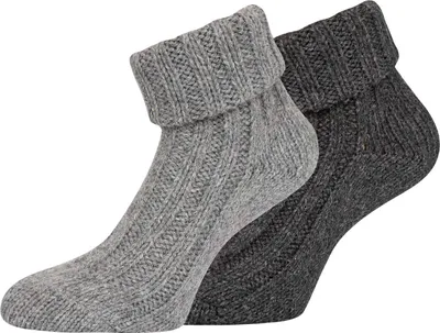 Produktbild von KB Alpaka Socken dick gestrickt Alpakasocken mit Umschlag grau anthrazit 2 Paar 35-38