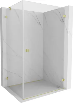 Produktbild von Mexen Lunar-B Duschkabine klappbar rechts 100 x 80 cm, transparent, gebürstetes Gold - 832-100-080-55-00-P