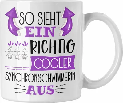 Produktbild von Trendation - So Sieht Ein Richtig Cooler Synchronschwimmerin Aus Geschenk Tasse Lustiger Spruch Geschenkidee (Weiß)