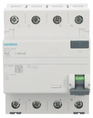 Produktbild von Siemens 5SV43440 5SV4344-0 FI-Schutzschalter AC 40 A 0.03 A 400 V, 10 A, IP20