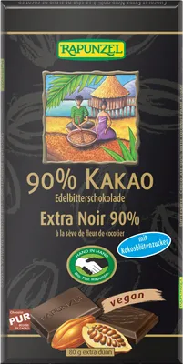 Produktbild von Rapunzel - Bitterschokolade 90% Kakao mit Kokosblütenzucker - 80g