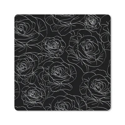 Produktbild von MuchoWow® Mauspad Mousepad Rosen - Schwarz und Weiß - Muster 20x20 cm - Mousepads - Maus Mat - Pad - Mausunterlage - Desk Mat - Bureauartikeln