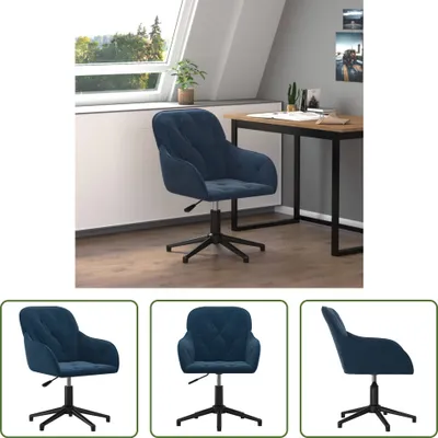 Immagine prodotto di The Living Store Sedia da ufficio girevole in velluto blu