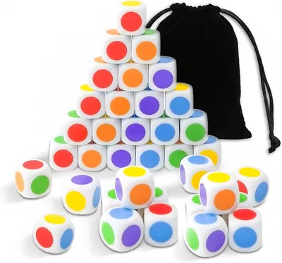 Obrázok produktu pre Kocky 50 kusov, farebné kocky, 6 farieb, pre hry a kreatívne aktivity