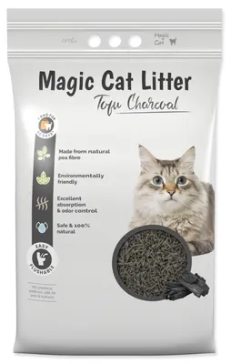 Produktbild von Magic Litter Tofu Katzenstreu Holzkohle 5,4kg/12l