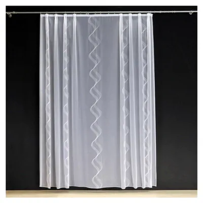Produktbild von Fertiggardine Voile Store Schal mit Stickerei und Faltenband in Weiß, 140 x 450 cm (HöhexBreite)