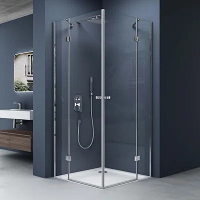 Produktbild von doporro Eck-Duschkabine Eckdusche 100x90x190cm Glasdusche inkl. Duschtasse in Weiß ESG-Sicherheitsglas inkl. Easy-Clean-Beschichtung Rav01K