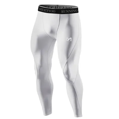 Produktbild von Leggins Kompressions Hose Laufhose Herren Tights Fitness Lang Jogginghose Weiß M