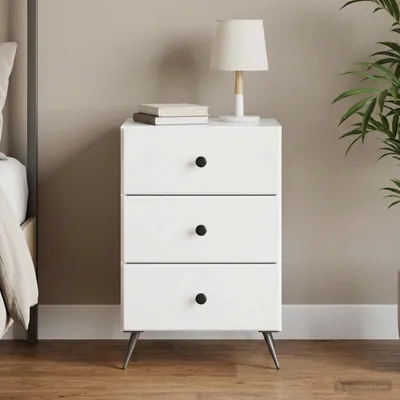 Imagen del producto de vidaXL Mesita de noche, blanco brillante, 43 x 41 x 66,5 cm, material de madera
