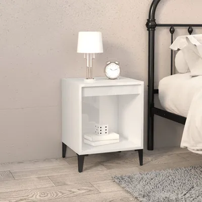 Image de vidaXL Table de nuit blanc brillant 40x35x50 cm