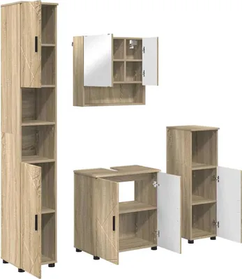 Immagine prodotto di vidaXL Set di mobili da bagno, 4 pezzi, effetto legno Sonoma, 61 x 35 x 64 cm