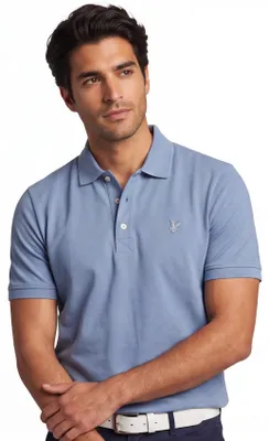 Produktbild von Lyle & Scott Polohemd blau kurzarm einfarbig