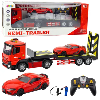 Produktbild von Ferngesteuertes RC Auto Transporter Set Sportwagen Rot 1:16