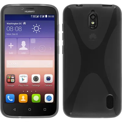 Produktbild von PhoneNatic Case kompatibel mit Huawei Y625 - grau Silikon Hülle X-Style + 2 Schutzfolien