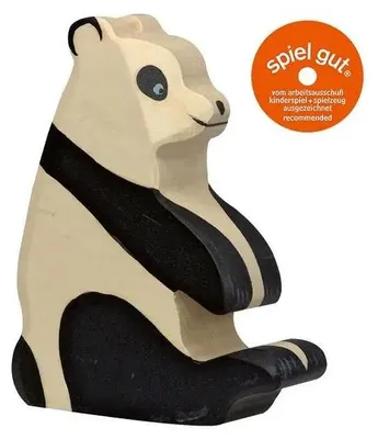 Immagine prodotto di Orso panda tigrato in legno, seduto