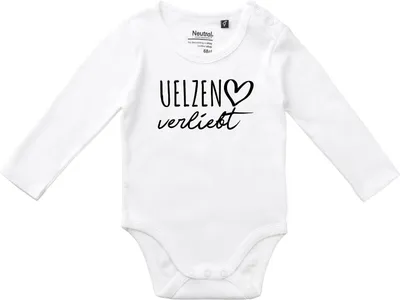 Produktbild von Huuraa Baby Body Uelzen verliebt 74 White  Baumwolle Fairtrade Langarmbody Geschenkidee