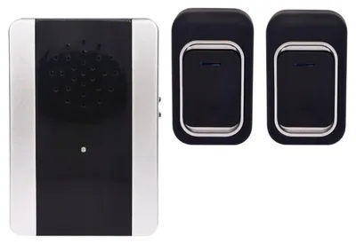 Image de Verk 27796 Sonnette sans fil, 38 mélodies, 1 récepteur, 2 télécommandes, portée de 150 m, noir