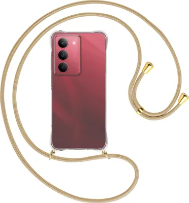 Produktbild von Handykette Backcover-Schutzhülle mit Band (Metall goldfarben) für Realme 14X 5G - caramel