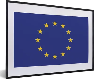 Produktbild von MuchoWow® MuchoWow® Gerahmtes Poster Flagge - Europäische Flagge 60x40 cm - Poster mit zchwarzem Bilderrahmen - Schlafzimmer - Plakat in Rahmen - Drucken