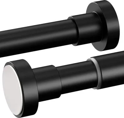 Image de Tringle de douche rabattable en acier pour armoires, penderies et fenêtres, couleur noire, 70-120 cm, acier, tringle de douche.