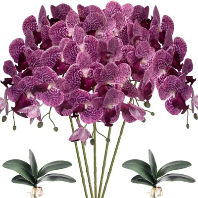 Immagine prodotto di Set di 5 fiori artificiali di Phalaenopsis con foglie