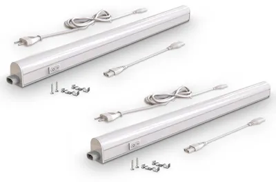 Immagine prodotto di B.K.Licht Set di 2 Lampade sottopensili cucina LED, luce bianca naturale 4000K, LED integrati da 8W, lunghezza 57.3 cm, interruttore on off, plastica, lampada collegabile con lampade uguali, 230V IP20