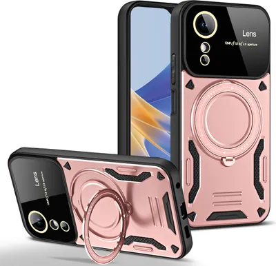 Produktbild von Rüstung Handyhülle für OPPO A17 / A17K Dual-Layer Ringhalter Ständer Hülle Roségold