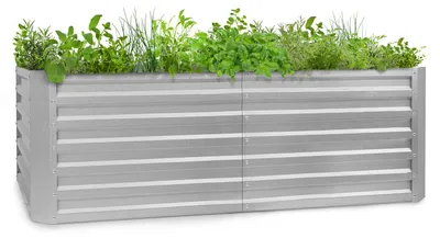 Produktbild von Blumfeldt Hochbeet aus Metall, Wetterfestes Stahl-Hochbeet für Balkon & Garten, Rostfreies Hochbeet Verzinkt, Freistehende Hochbeete 200x60x100 cm, 1200L Pflanzkübel Groß für Blumen, Obst, Gemüse