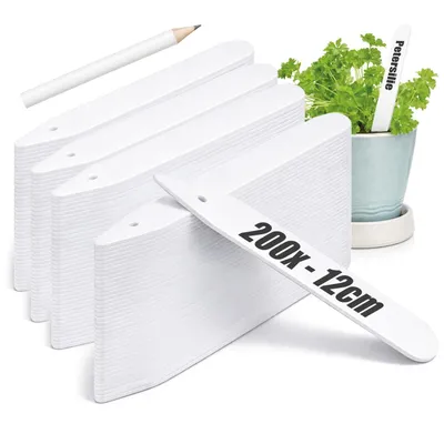 Produktbild von Pflanzenschilder Pflanzenetiketten Steckschilder - 12 cm - Weiß - 200 Stück - Kunststoff - Wetterbeständig