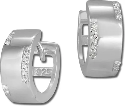 Produktbild von SilberDream Creolen für Damen 925 Silber weiß Zirkonia Ohrringe 13mm SDO385W