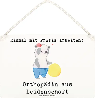 Produktbild von Mr. & Mrs. Panda Deko Wandbild Orthopädin Leidenschaft DIN A6 - Weiß - Geschenk, Holz, wandtafel, Schild, Orthopädie, Praxis, kleine aufmerksamkeit, Holzschild, Türschild
