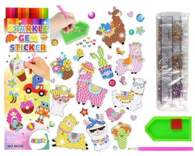 Produktbild von Leantoys Diamant Stickerei Sticker Set Lamas Tiere Mosaik