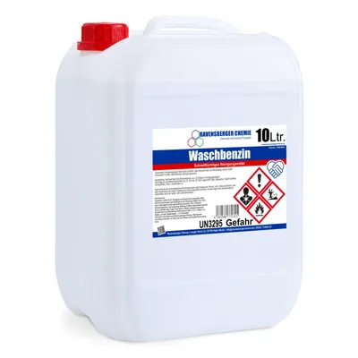 Produktbild von Ravensberger Chemie Waschbenzin Spezialreiniger – stark gegen Fett, Öl, Teer, Kleber, Farbe, Tinte – ideal für Kunststoffoberflächen - 10 Liter
