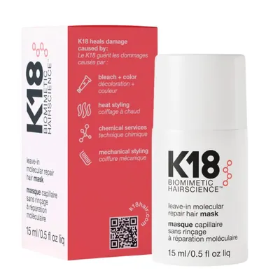 Zdjęcie produktu dla K18 Leave-In Molecular Repair Hair Mask Intensywnie regenerująca maska do włosów bez spłukiwania, 15ml