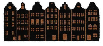 Image de Paillasson en forme de maisons de canal en fibre de coco - Noir/Marron - L 31,9 x P 76,2 cm