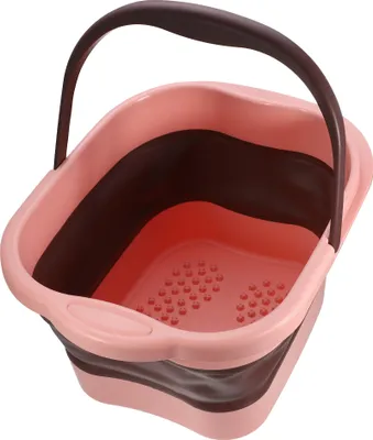 Produktbild von Zusammenklappbares Fußbad, 15 l/4 Gallonen, Fußbadewanne mit Griff, Fußbadbecken zur Massage von Akupunkturpunkten, Pediküre-Fußbad, Rosa