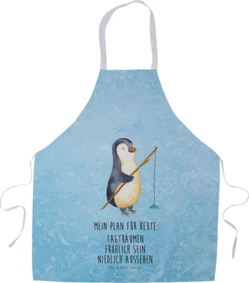 Produktbild von Mr. & Mrs. Panda Schürze Pinguin Angler - Eisblau - Geschenk, Barkeeper, Kellnerschürze, Motivation, Kochschürze, Geschenkidee, Urlaub, Grillschürze, Pinguine, Motiviert