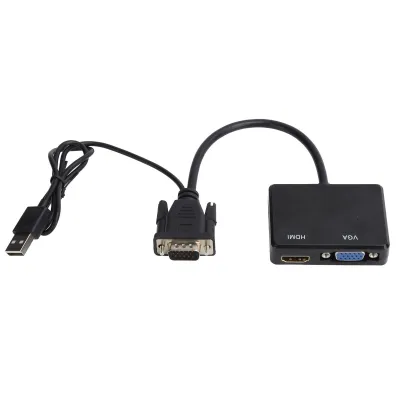 Image de Adaptateur VGA à VGA pour interface multimédia haute définition,Adaptateur VGA à VGA pour interface multimédia haute définition,Adaptateur VGA multiport,Adaptateur VGA avec port audio,Accessoires informatiques