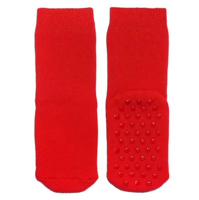 Produktbild von Kinder ABS-Socken aus Baumwolle Einfarbig: Noppen Rot Größe 27-30