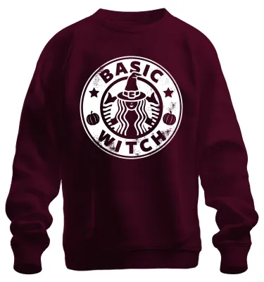 Immagine prodotto di BASIC WITCH Halloween Witch Pumpkin Gift Ladies Funny Cool Unisex Felpa Pullover, Borgogna, L