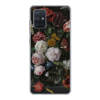 Produktbild von MuchoWow® Handyhülle Schutzhülle Hülle für Samsung Galaxy A51 Stilleben mit Blumen in einer Glasvase - Gemälde von Jan Davidsz. de Heem Silikon Softcase Handy Hülle - Schutzabdeckung
