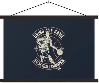 Produktbild von MuchoWow® Textilposter Basketball - Sport - Retro 120x80 cm mit schwarzem Rahmen - Wanddeko