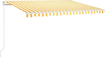 Produktbild von vidaXL Markise Manuell Einziehbar mit LED 450x350 cm Gelb und Weiß