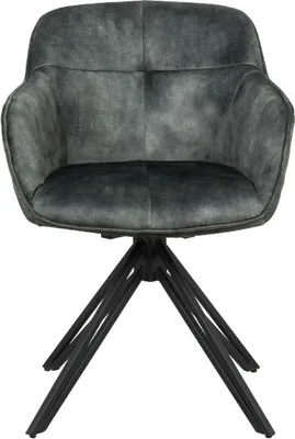 Obrázok produktu pre CasaDolce, sada 2 jedálenských stoličiek ROCKER, tmavozelená, 100 % polyester, čierna kovová podnož, s podrúčkami
