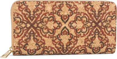 Produktbild von styleBREAKER Damen Geldbörse aus Kork mit buntem Muster Print im Ethno Look, Reißverschluss, Portemonnaie 02040138