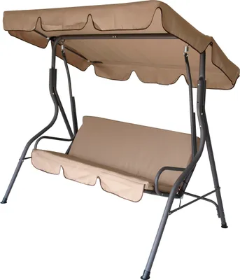 Produktbild von DEGAMO Hollywoodschaukel Gartenschaukel FLORIDA 3-sitzer 170cm, Gestell grau, Bezüge cremefarben