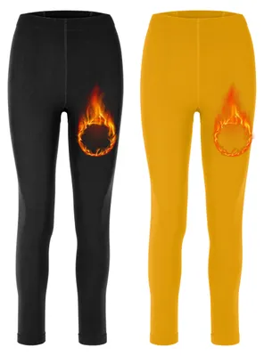 Produktbild von Merry Style 2er Pack Damen Leggings MS-ATX-441 (Schwarz/Senf, 3XL-4XL)